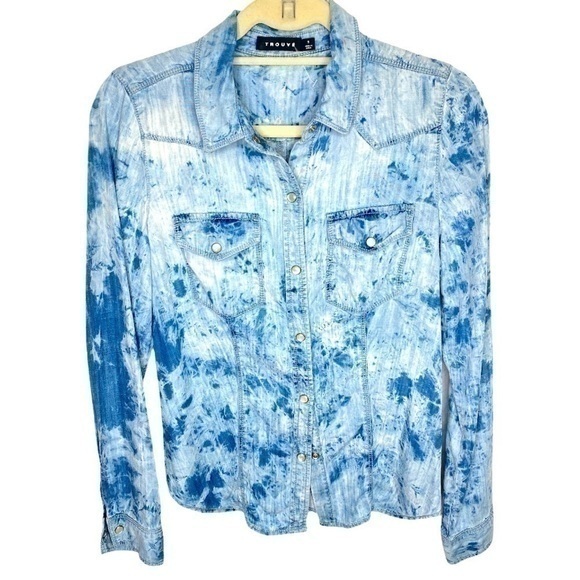 Trouve Tie Dye button Down Blouse Size Small - Picture 1 of 3